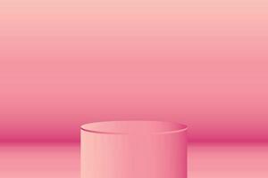 pastel pink empty room studio gradient with podium inside vector background