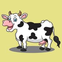 ilustración de dibujos animados de vaca feliz vector