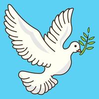 Dove of Peace with Olive Branch Cartoon Vector