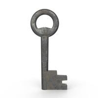 Old key isolated on white background photo