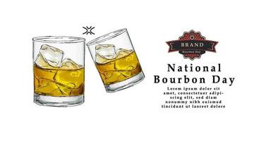 HAPPY NATIONAL Bourbon in a Glass with Ice POSTER vector