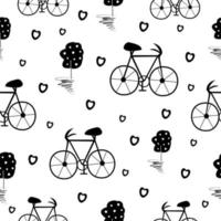 Bicycle and tree, seamless pattern vector