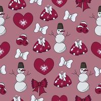 Cute Christmas seamless pattern on pink background vector