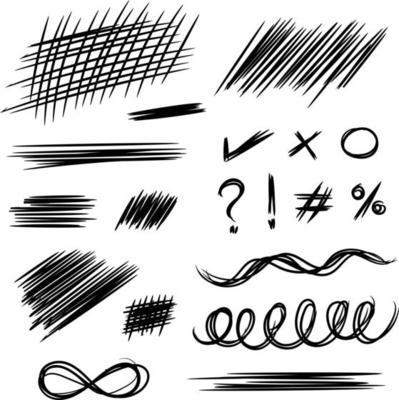 set of cute cartoon hand drawn lines with words comic doodle isolated