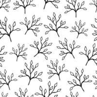 Hand drawn leaves seamless pattern. vector