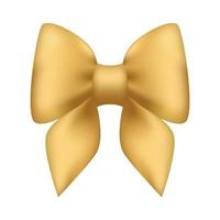 Golden bow made of satin ribbon, Vector isolated bow for the design of compositions, illustration.