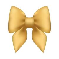 Golden bow made of satin ribbon, Vector isolated bow for the design of compositions, illustration.