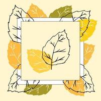 Square template with birch leaves. For autumn design, announcements, greeting cards, posters, advertisement. vector