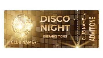 Disco party entrance ticket template. Design for a concert, party, festival. vector