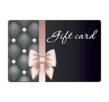 Gift card template with rose gold gradient bow and white pearls vector