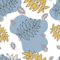 Autumn rowan leaves foliage seamless pattern on light blue background  for wallpapers, textiles, papers, fabrics, web pages. Leaf ornament, vintage style. vector