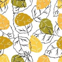 Birch seamless pattern on light gray background for wallpapers, textiles, papers, fabrics, web pages. Leaf ornament, vintage style. vector