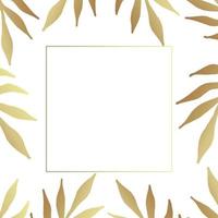 Modern gold tropical leaves abstract frame. vector