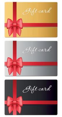 Gift card template with red gradient bow