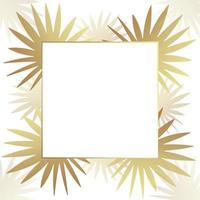 Modern gold tropical leaves abstract frame. vector