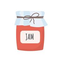 Strawberry jam jar isolated on white background vector