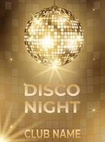 Night dance party music layout cover. Template background with disco ball. Light electro vector for music event concert disco, club poster
