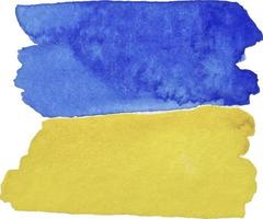 Ukrainian flag vector watercolor illustration with transparent background