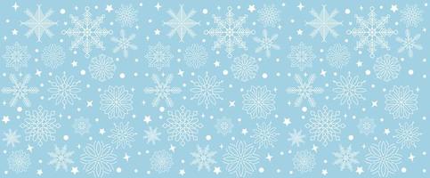 Seamless snowflake pattern. White snow on blue background. Vector illustration