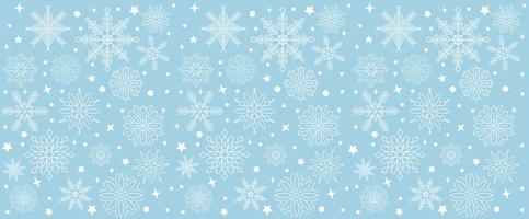 Seamless snowflake pattern. White snow on blue background. Vector illustration