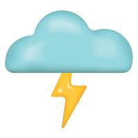 Cloud with lightning emoji icon. Thundershowers cloudy day weather symbol. Flashing bolt vector illustration