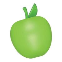 manzana verde fruta 3d icono aislado sobre fondo blanco. emoji realista vectorial vector