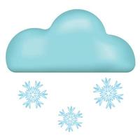 Cloud with snow emoji icon. Blizzard cloudy winter day weather symbol. Vector illustration