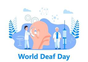 World Deaf Day in last Sunday of September illustration. Seminar and various deaf awareness campaign design vector for app, landing page, website.