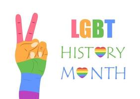 LGBT history month concept vector for banner, poster, web. Heart is painted in LGBT pride colors.