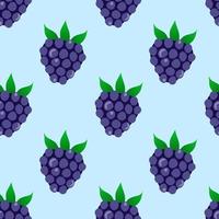 Blackberry seamless pattern on the blue background. Summer graphic endless ornament. vector