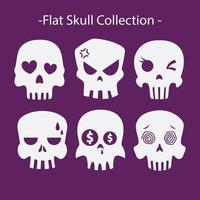 Hand drawn anatomical skull vector,  death skull, danger or poison flat vector design, muertos dia de skulls collection set