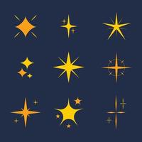 conjunto de estrellas vectoriales originales brillan icono. fuegos artificiales brillantes, centelleo de decoración, destello brillante. colección de estrellas y ráfagas de efectos de luz brillante vector