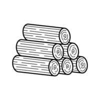 Hand drawn wood logs icon. Vector illustration in doodle sketch style isolated on white background.