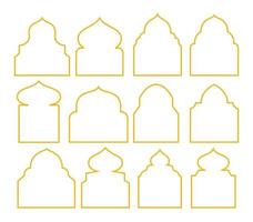 Vintage Set of gold Islamic Frame icons element collections. Border of Mosque, suitable for banner, flyer or poster Ramadan, hajj or adha vector