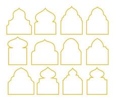 Vintage Set of gold Islamic Frame icons element collections. Border of Mosque, suitable for banner, flyer or poster Ramadan, hajj or adha vector