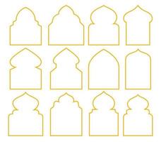 Vintage Set of gold Islamic Frame icons element collections. Border of Mosque, suitable for banner, flyer or poster Ramadan, hajj or adha vector