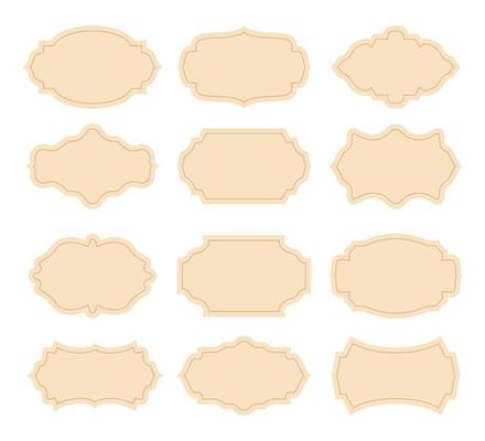 Line Art chunky Hippie Retro hippie vintage sticker label, psychedelic groovy set bundle elements.art deco frame border icons Sticker Label in 70s, 80s, 90s style. Flat illustration, design templates.
