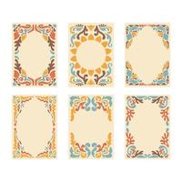 Vintage Set of Flower Frame, Foliage Collection with Abstract floral Botanical bundle Elements. Nature of plants. 90s Groovy Retro psychedelic Style border, suitable for wedding invitation art poster vector