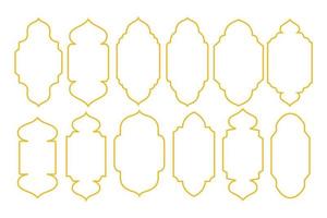 Vintage Set of gold Islamic Frame icons element collections. Border of Mosque, suitable for banner, flyer or poster Ramadan, hajj or adha vector