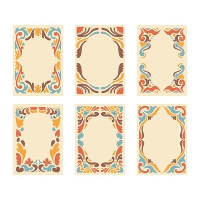 Vintage Set of Flower Frame, Foliage Collection with Abstract floral Botanical bundle Elements. Nature of plants. 90s Groovy Retro psychedelic Style border, suitable for wedding invitation art poster