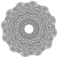 Symmetrical contour zen mandala with many arched lines, anti stress coloring page from simple flowing lines vector