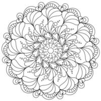 Mandala zen coloring page with hearts and petals, ornate antristress illustration with abstract patterns vector