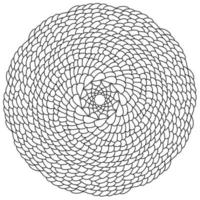 Zen contour mandala of many scales, antistress coloring page with round shape and arched elements vector