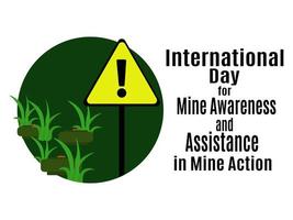 International Day for Mine Awareness and Assistance in Mine Action, idea for poster, banner, flyer or postcard vector