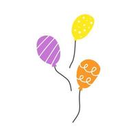 Group of colorful helium balloons in minimalistic scandinavian style isolated on white background. vector