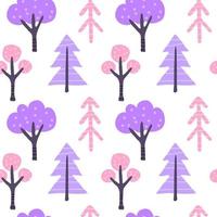 Cute seamless pattern with doodle trees in Scandinavian style. Perfect for kids design. vector