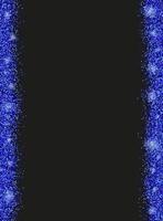 Black background with blue glitter sparkles or confetti and space for text. vector