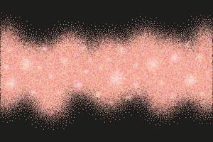 Black horizontal background with rose gold glitter sparkles or confetti and space for text. vector