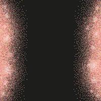 Black background with rose gold glitter sparkles or confetti and space for text.