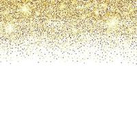 White background with golden glitter sparkles or confetti and space for text. vector